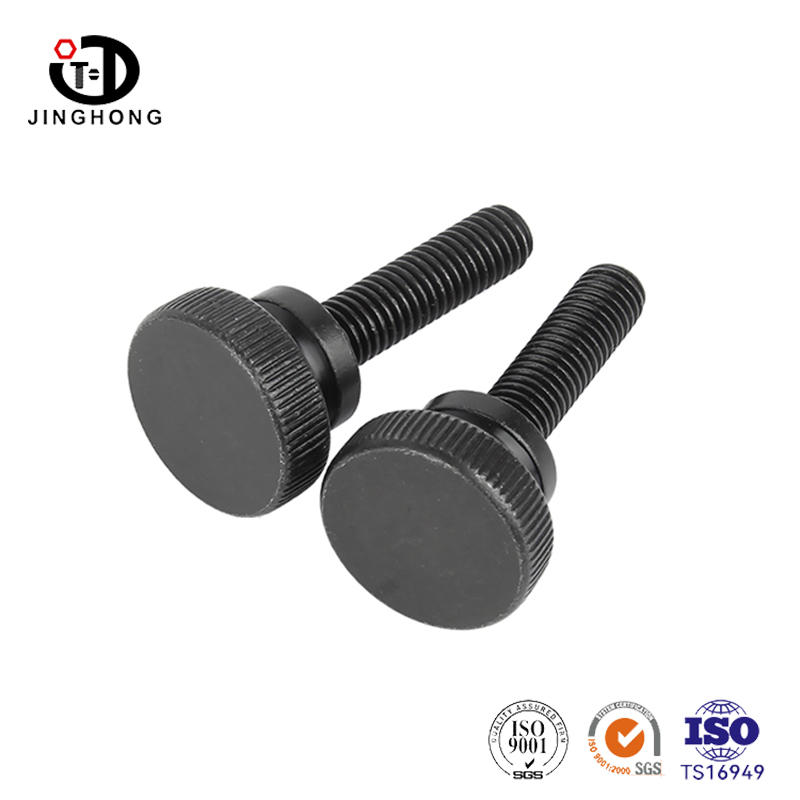 Vis moletée noire à dôme élevé