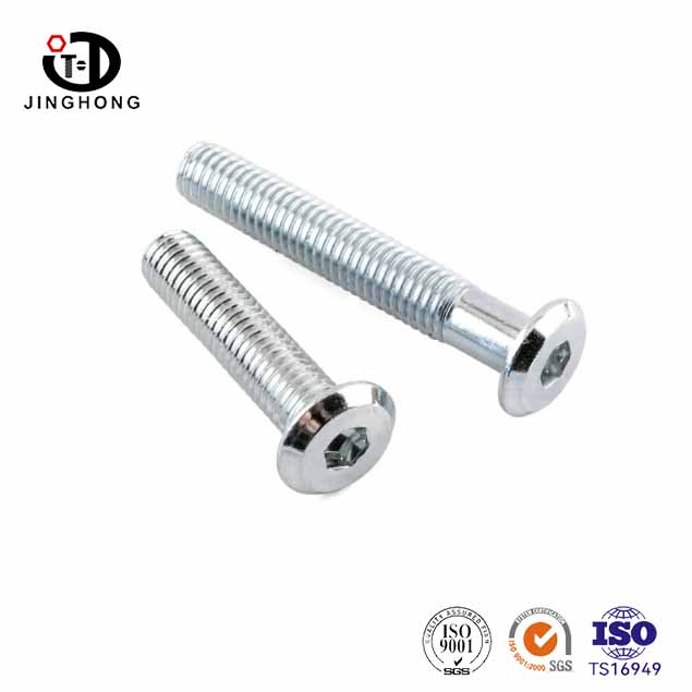Boulon de meubles à tête plate à tête plate plaquée à zinc